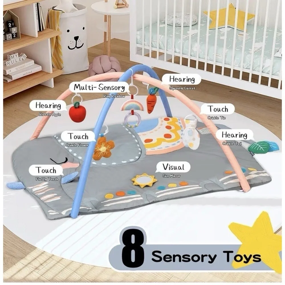 Baby Play Gym Tummy Time Mat‎ Oversize Elephant Activity Mat With 6 Detachable